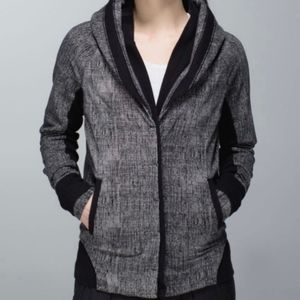 Lululemon Back to Class Jacket Black Textured Dune Double Collar Size 10